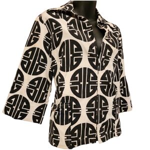 Vintage Zip-up 3/4 Sleeve Boho Hippie 1960s Jacket With Funky Design,